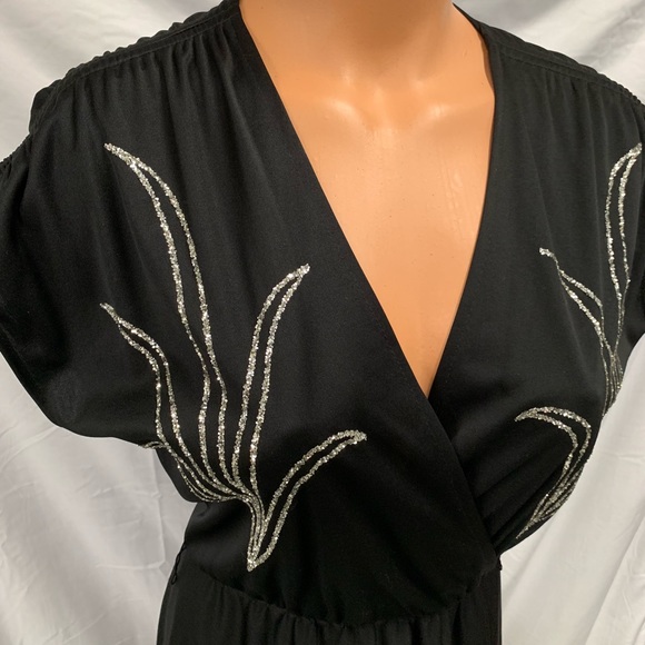 Vintage Black Dress with Silver Embellishments - Picture 2 of 6